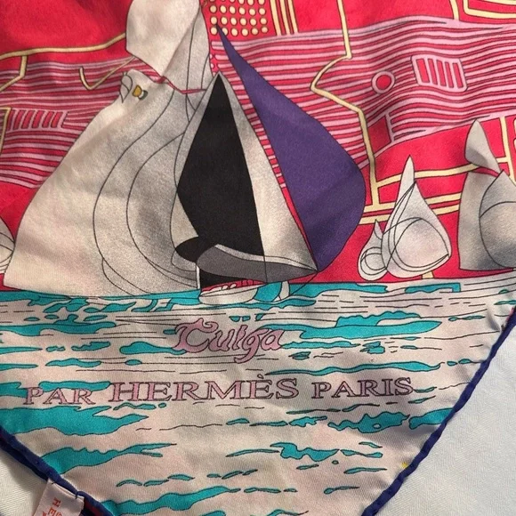 Hermès Paris Red Nautical Silk Scarf - Picture 4 of 11